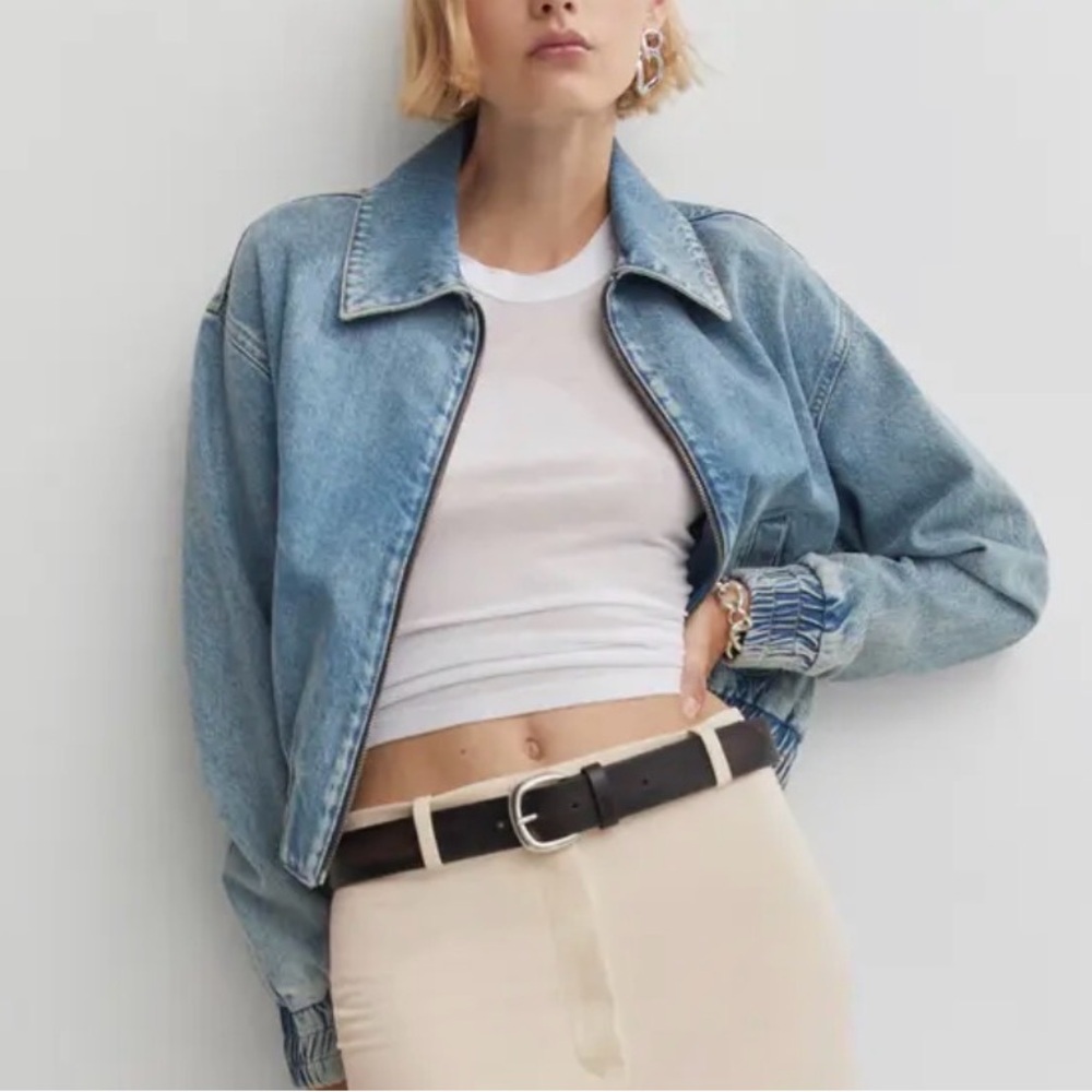 New without tags Mango Denim Bomber Jacket